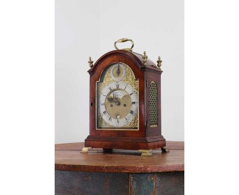 A George III mahogany cased bracket clock,by Edward Pistor, London, with repeat,28cm wide19cm deep43cm highProvenance: The re