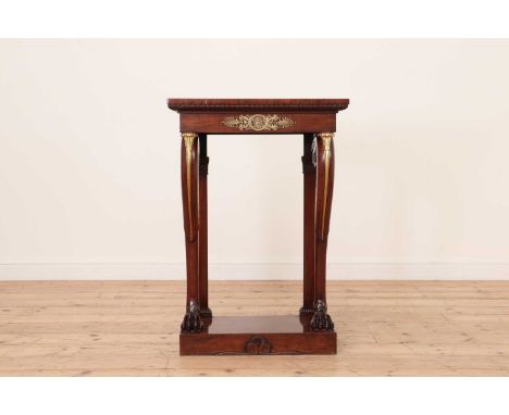 A Regency mahogany pier table,c.1820-1825, in the manner of S Jamar, the rectangular top over a frieze with an applied classi