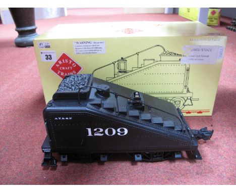 Aristocraft "G" Gauge Ref Art-21309, A.T.S.F/Santa Fe "Slope Back" Tender R/No 1209, fitted with sound and lighting, hood to 