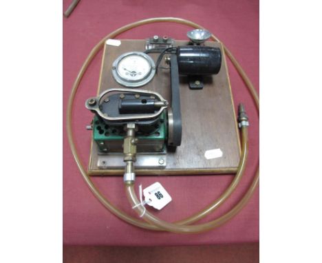 A Live Steam 'Stuart Sun' Style Marine Engine, replaced perspex sides show internal workings, fitted to run on compressed air