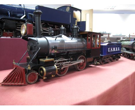 A 3½ Inch Gauge Live Steam 2-4-0 Steam Locomotive and Eight Wheel Double Bogie Vanderbilt Style Tender, of The American Civil