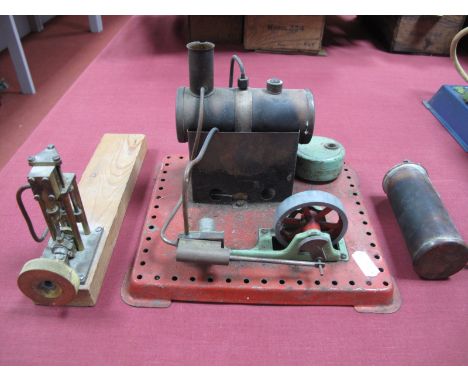 A Mamod SE2 Steam Engine with Burner, plus additional spare boiler, lot includes small scale engineered brass vertical steam 