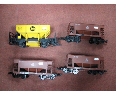 Four 'G' Scale Open Hopper Wagons by Piko, L.G.B, playworn. 