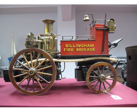 A Two Inch Scale Live Steam Model of a Shand Mason Horse Drawn Fire Engine, sign written 'Billingham Fire  Brigade' based on 