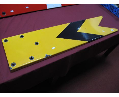 A British Rail 'Away' Signal Enamel Flag, yellow and black.