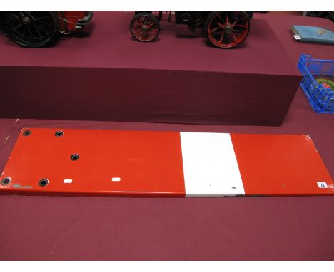 A British Rail 'Home' Signal Enamel Flag, red and white.