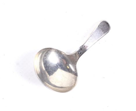 A George III silver old English pattern caddy spoon. The handle engraved with initials 'L' over 'G*B', mark probably that of 