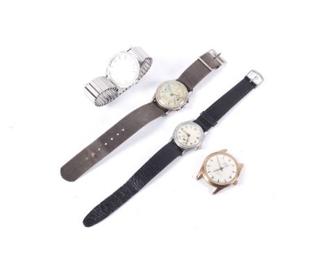 Four vintage gentleman's wrist and bracelet watches. Comprising; Gallet, a 1940s chronograph, in a 32mm diameter stainless st