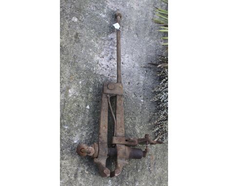 A vintage black smiths bench vice. No visible model number. H97cm