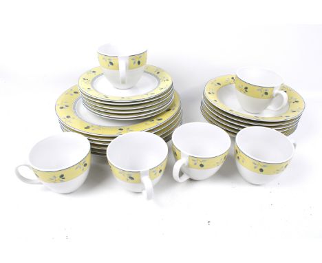 A Royal Doulton six piece tea service. In the 'Blueberry' pattern, comprising six cups, six small plates, six large plates an