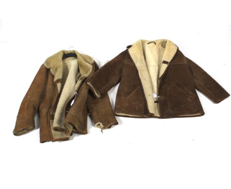 Two gentleman's vintage sheep skin coats. Both with suede exteriors, one is size 40