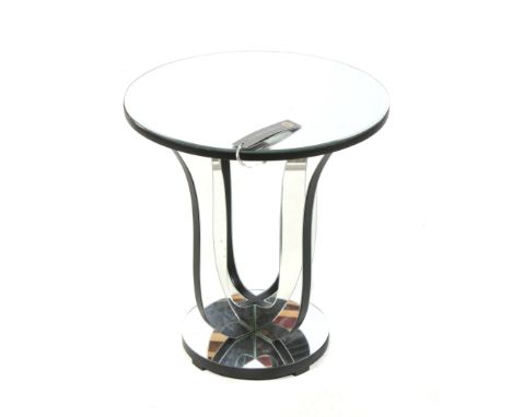 An India Jane Aston round mirror top lamp table (RRP £595). H54cm x diameter 50cm