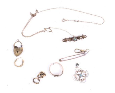 A collection of late Victorian and later gold jewellery and other items. Comprising; a Victorian 9ct gold and near-colourless