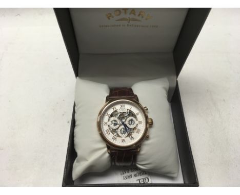 A boxed gents Rotary automatic chronograph wristwatch.