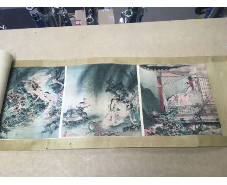 A 20th Century Chinese erotic scroll print, in fine condition.