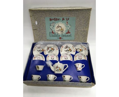 A Muffin the mule rug and a conforming Chad Valley childs teaset.