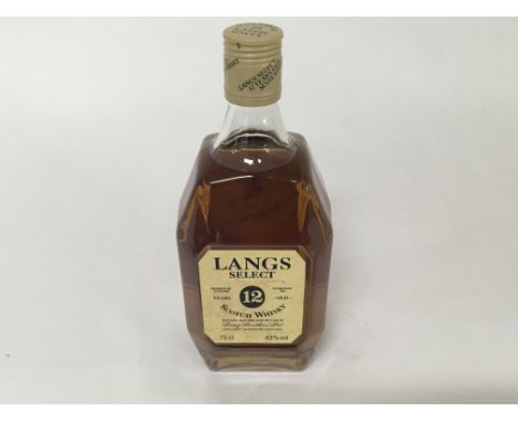 A bottle of Langs 12 year old Scotch Whisky. 75cl in a fitted box.