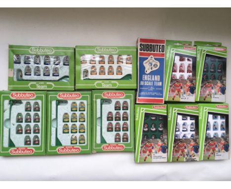 A collection of 27 boxed 1980s Subbuteo International football teams including England, Scotland, Brazil, Argentina ,Germany,