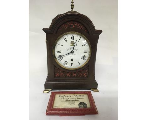 A Garrard and Co. limited edition bracket clock commemorating 350 years number 71/350, with certificate.