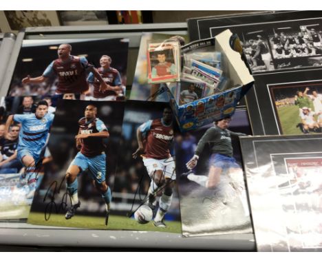 West Ham Football Memorabilia Box: Includes Subbuteo rattle, Cards, mounted prints, signed photos and more.