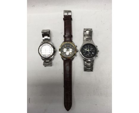 A collection of 3 chronograph watches including Rotary, Sector & Dunlop.