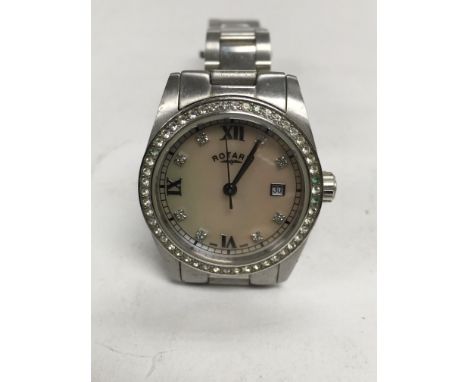A Rotary Havana wristwatch with pearloid face and date aperture, comes with original box and paperwork.