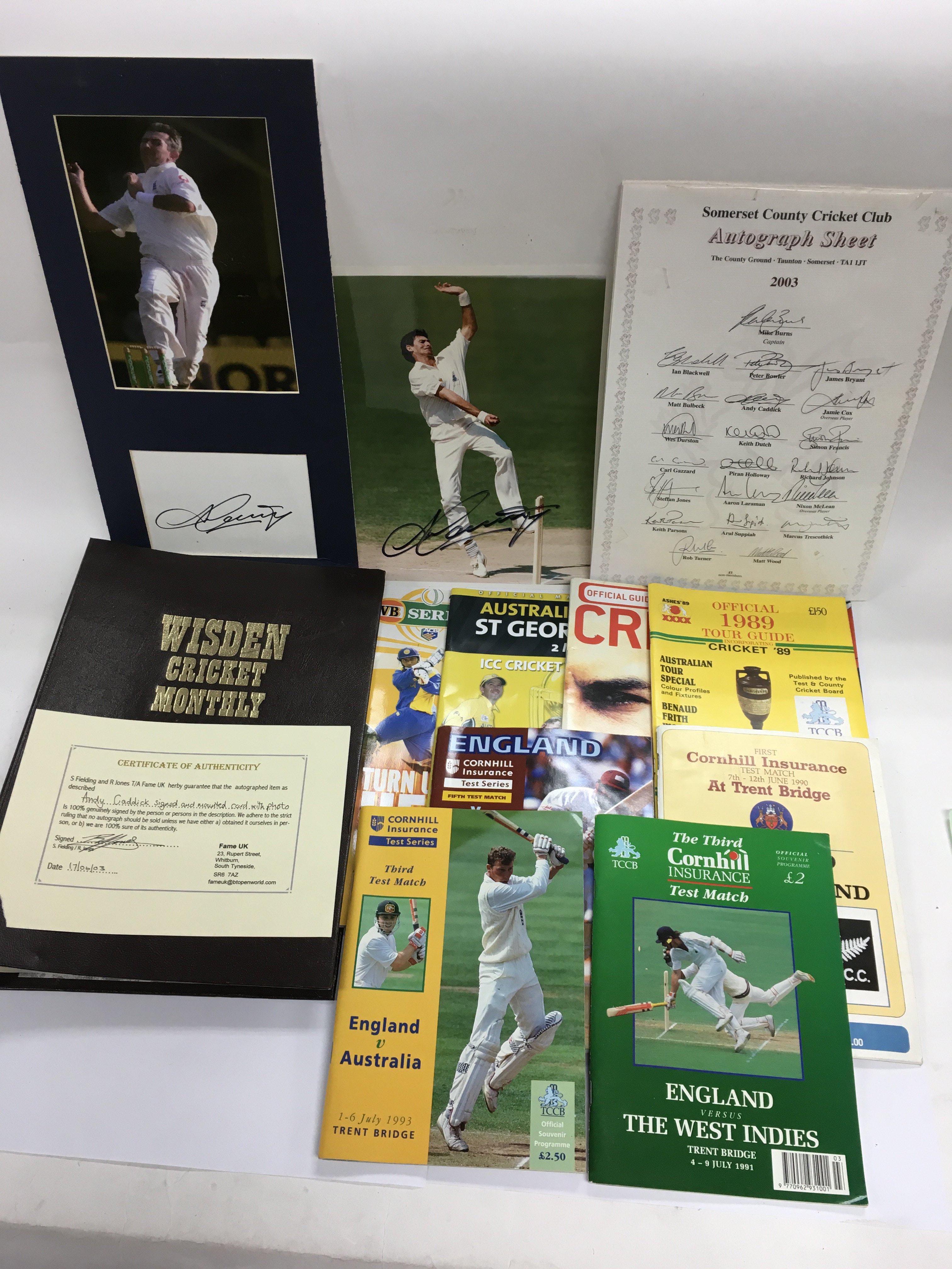 A Collection Of Cricket Memorabilia Including Signed Photos And Cricket ...