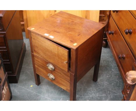 Georgian mahogany commode converted to cupboard and chest, brass drop handles and oval backplates, height 64 cm, width 48 cm,