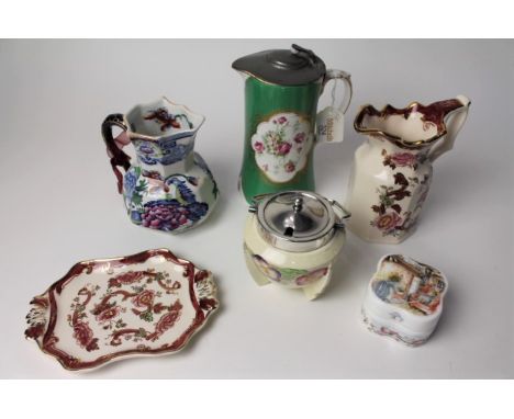 Jugs, jam pot, trinket dish and Royal Doulton Brambly Hedge lidded pot