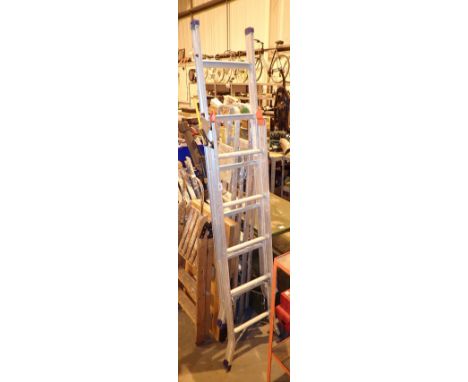 Pair of aluminium double sided step ladders 