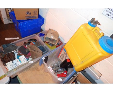 Box of air tools and a Wurth Klipper knife kit and two boxes of fixings