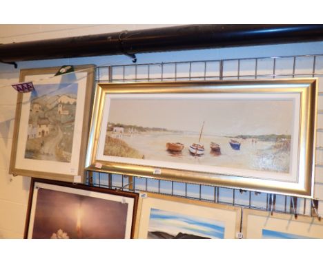 Large framed prints by A Waller of the beech scene side and further print of Country life by J McBloine 