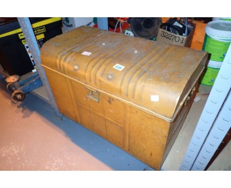 Large antique metal luggage trunk 