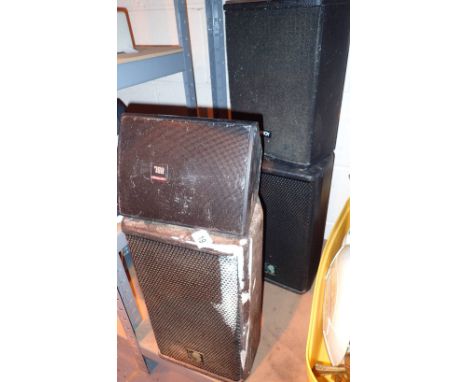 Pair of Logic System speakers with a Tannoy and LBR wall speaker 