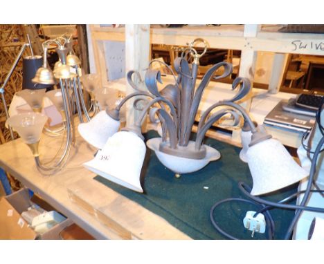 Five light chandelier with leaf design finial 