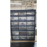 Die Grinder/Dremel Tooling In Benchtop Plastic Drawer Cabinet