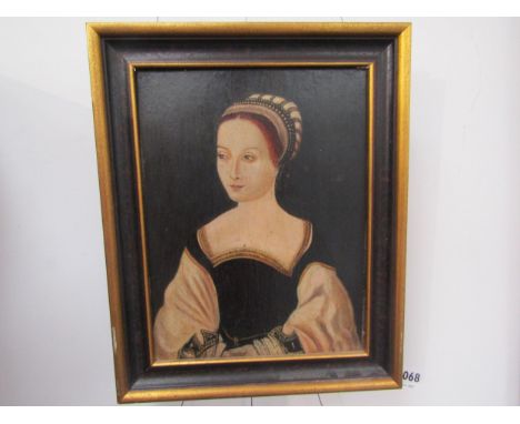 A portrait of an Elizabethan lady, oil on board, 25cm x 18.5 cm 