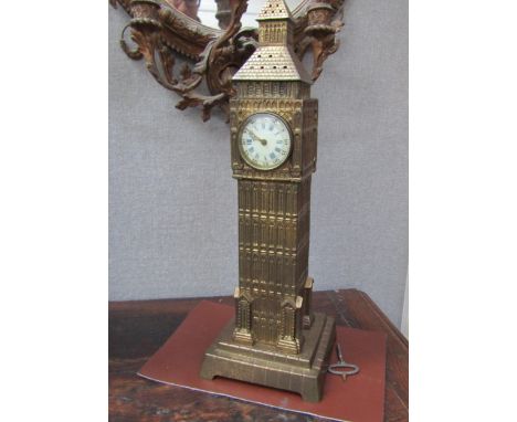 An early 20th Century mantel timepiece in the form of The Palace of Westminster "Elizabeth Tower", (Big Ben) with Arabic and 