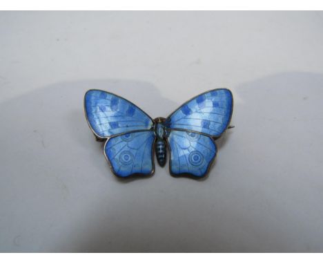 A Marius Hammer enamel butterfly brooch in pale blue, antennas missing stamped 930s 