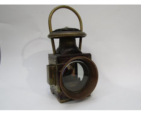 A 19th Century Shand Mason fire engine makers brass and copper lamp.  The lamp with address details for Upper Grounds, Blackf