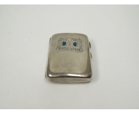 Liberty &amp; Co Archibald Knox cigarette case, Birmingham 1903, 8cm x 5.5cm, 83g, with purchase receipt, slight dents to cor