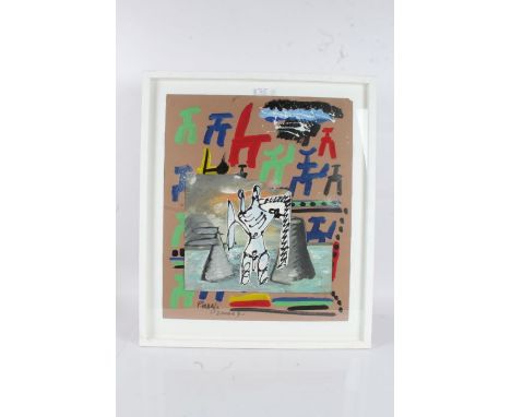 F. Magli, mixed media abstract study, signed and dated "2000&amp;7", housed in a white painted glazed frame, the study 49cm x