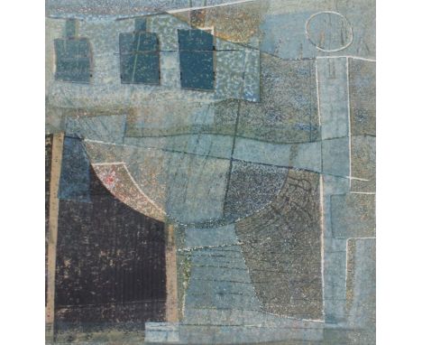S. Povall (20th Century) abstract study, mixed media on paper, signed to the margin, housed in a glazed frame, the frame 34cm