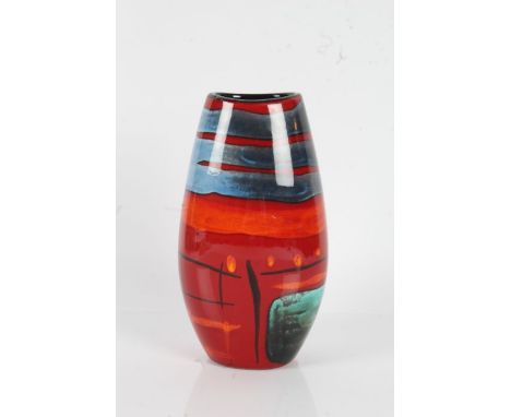 Barbara Rae (RA born 1943.), Poole pottery vase, of ovoid form, with paper label to the base, 25cm tall