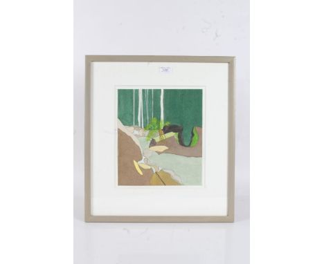 Philip Hughes (B1936), "Neates Glen, Blue Mountains, Australia", mixed media, with Francis Kyle gallery label and hand writte