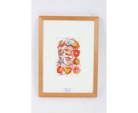 Marisa Polin (b. 1965), "Dots", abstract portrait on card, pencil signed bottom right and dated 2001 to the reverse, housed i