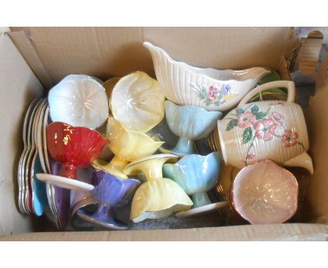 A box containing a quantity of Maling pottery including vases, jugs, tennis cups and saucers, sundae dishes, etc.