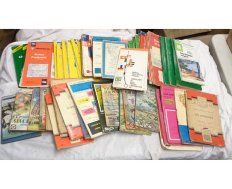 A box containing a large quantity of vintage Ordnance Survey maps and a small quantity of books - sold with three rolled char