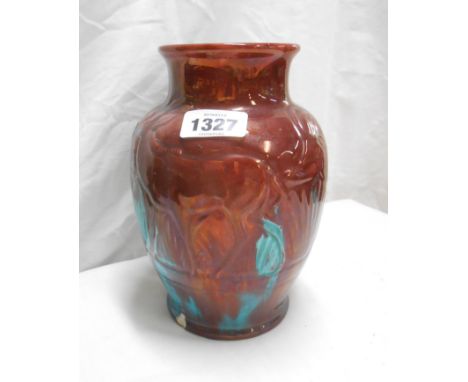 A Pilkingtons Royal Lancastrian Richard Joyce Art Pottery vase with relief moulded frieze decoration, depicting antelope and 