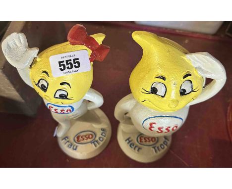 A pair of modern cast iron ESSO figures